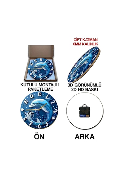 Neşeli Deniz Esintisi: Yunus Figürlü Mdf Duvar Saati 33 Cm Sdw283 Renkli