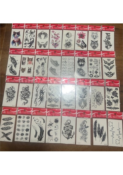 Airbrush Tattoo Minimal Yapıştırma Geçici Dövme Seti 30'lu Seri11