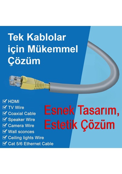 Esnek Kablo Kanalı Şeritli Gri/gt-kk10