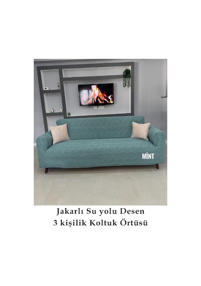 StarMall Su Yolu Koltuk Örtüsü, kanepe, çekyat Kılıfı Yıkanabilir Streçli Lastkli Esnek 3Lü Mint Yeşil