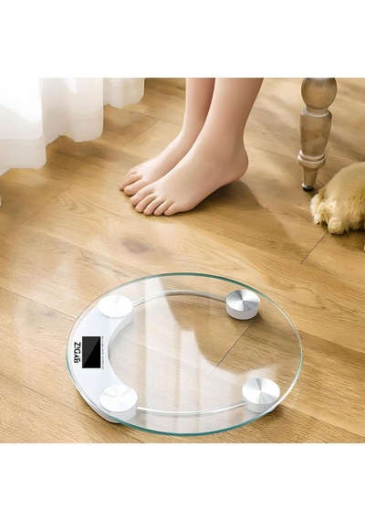 Bydiz Dijital Baskül Banyo Tartısı, 180 Kg Kapasiteli Vücut Tartısı, Temperli Cam, Yuvarlak Tasarım, Led Ekran, O