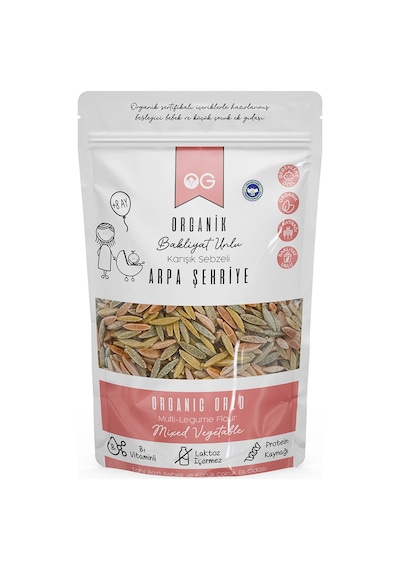 OG natural Organik Karışık Sebzeli Bakliyat Unlu Arpa Şehriye 250 Gr +6 Ay