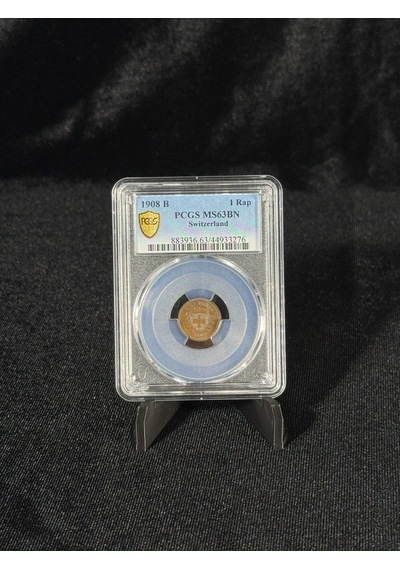 Pcgs Ms63bn Sertifikalı 1908 B İsviçre 1 Rappen Koleksiyonluk Bronz Para