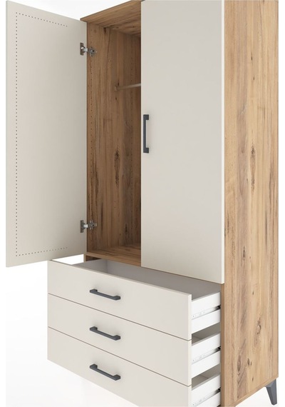 Hyperion Dolap Tek Raflı 3 Çekmeceli Tek Askılı 88x44x182 Çam-aytaşı Atlas Çam