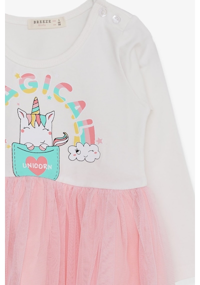 Breeze Kız Çocuk Uzun Kollu Elbise Unicorn Baskılı 1.5-5 Yaş, Ekru Breeze Kız Çocuk Uzun Kollu Elbise Unicorn Baskılı 1.5-5 Yaş, Ekru