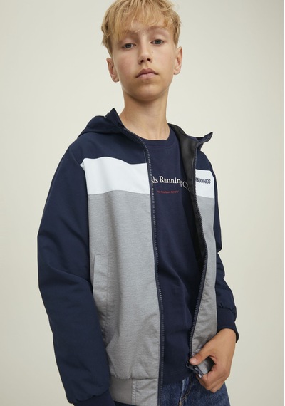Jack & Jones Blok Renkli Kapüşonlu Ceket-Rush 12200453 Navy Blazer Lacivert