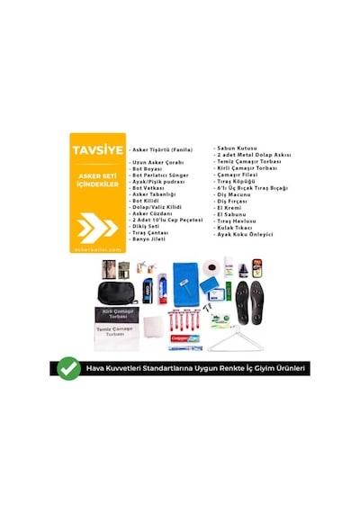 24 Lü Havacı Tavsiye Asker Seti - Bedelli Askerlik Seti - Asker M Siyah