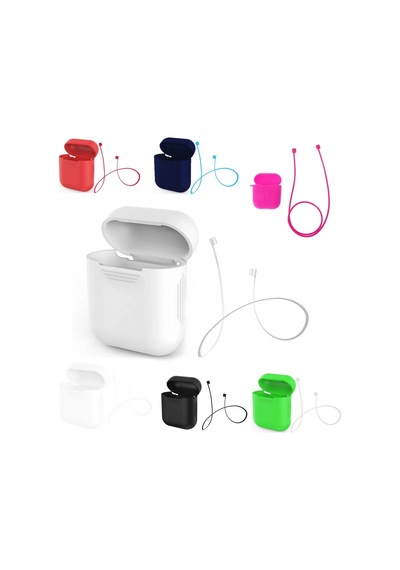 Ally Apple AirPods Uyumlu İçin Renkli Strap Kulaklık Askısı+ Silikon Kılıf- 5775 Standart