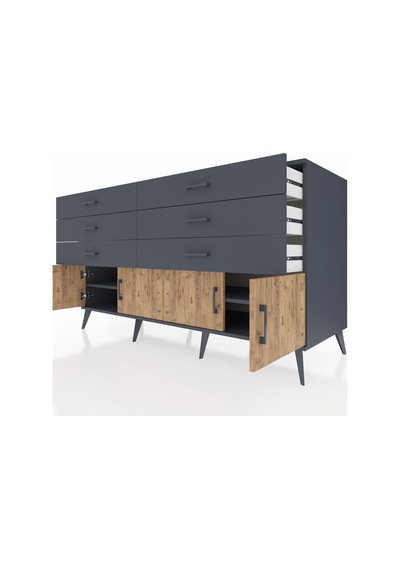 Kronos Konsol 2 Raflı 6 Çekmeceli 4 Kapaklı 176x59x99 Antrasit-ça Antrasit-çam/antrasit Kronos Konsol 2 Raflı 6 Çekmeceli 4 Kapaklı 176x59x99 Antrasit-ça Antrasit-çam/antrasit