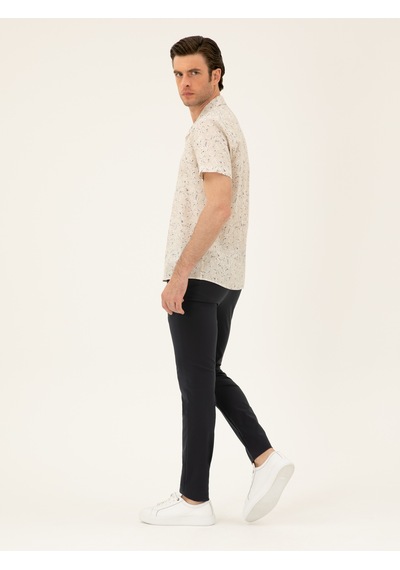 Cacharel Lacivert Slim Fit Beli Bağcıklı Pantolon