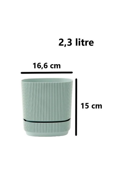 Omnipazar Krs-243 Pera Kare Dekoratif Kaktus Sukulent Saksı 2,3 Litre No 3 Yeşil
