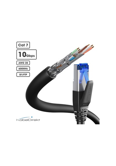 Kabeldirekt Cat 7 Ethernet Kablosu 10gbit/s 1m