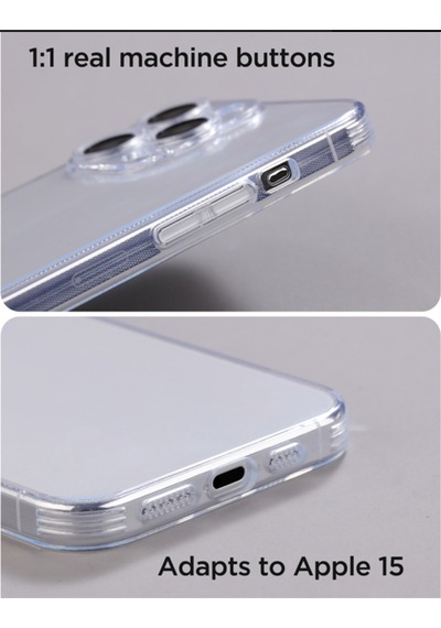 Apple Uyumlu iPhone 15 Pro Max Şeffaf Kılıf Şeffaf