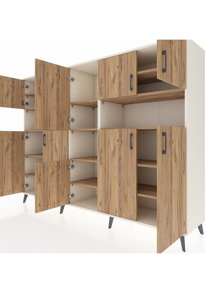 Hyperion Dolap 14 Raflı 10 Kapaklı 220x44x163 Aytaşı-çam Aytaşı-çam