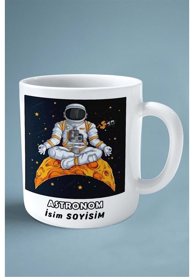 Astronom Baskılı Kupa Bardak Çift Taraflı Baskı Kişiye Özel Model 12 Çok Renkli