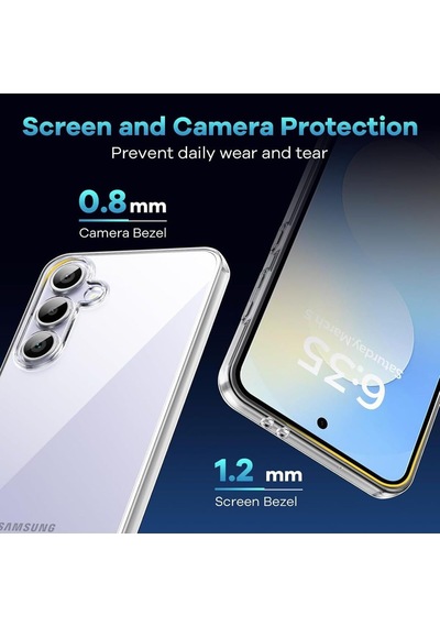 Tr Samsung İle Uyumlu Galaxy S25 Fe Kılıf Kamera Çıkıntılı Korumalı Yumuşak Şeffaf Silikon + 9h Ekran Koruyucu