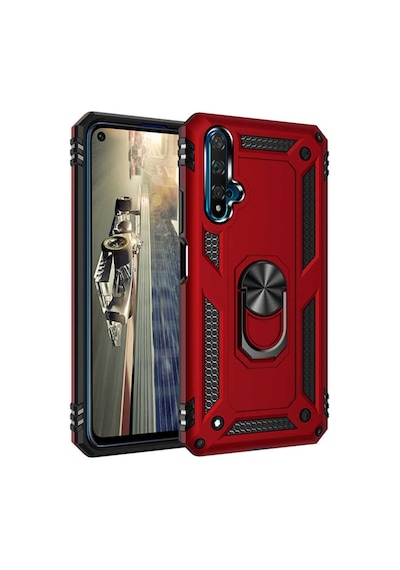Huawei Nova 5T Kılıf Zore Vega Yüzüklü Standlı Zırh Kılıf