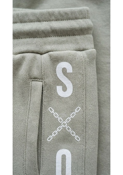 Plus Scorpion Erkek Slim Fit Eşofman Altı Yazılı Şerit Detaylı, Dar Paça Jogger Pantolon Gri
