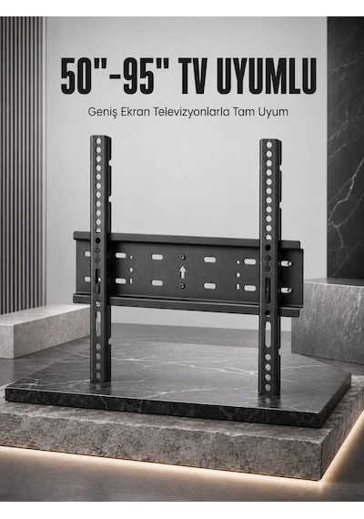 Tv Duvar Askı Aparatı 50-95 İnç Uyumlu Güvenli Sabit Montaj