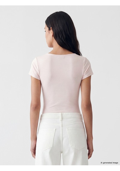 Lcw Vision Pembe U Yaka Kadın Çıtçıtlı Body