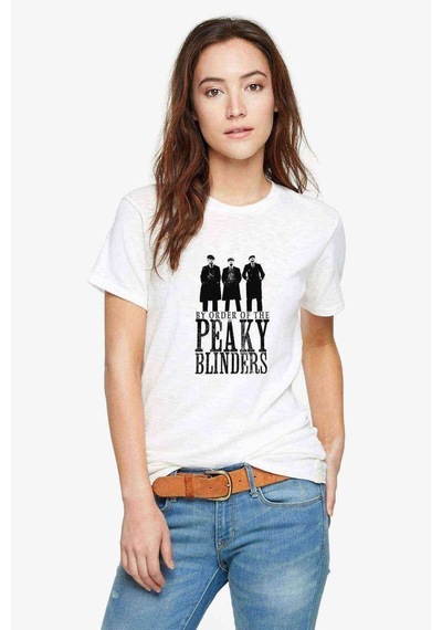 Blinders Tommy Shelby By Order 095 Baskılı Beyaz Kadın Tshirt
