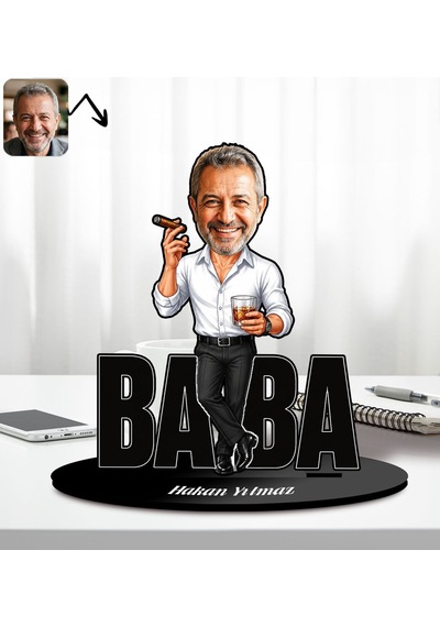 Bk Gift Kişiye Özel Babam Tasarımlı Karikatür Biblo