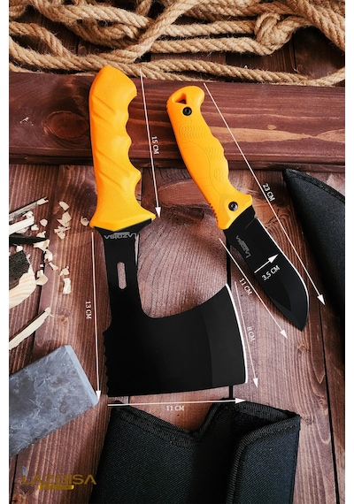 Outdoor Balta Bıçak 2li Set Kamp Baltası Bıçağı Nacak Budama Baltası