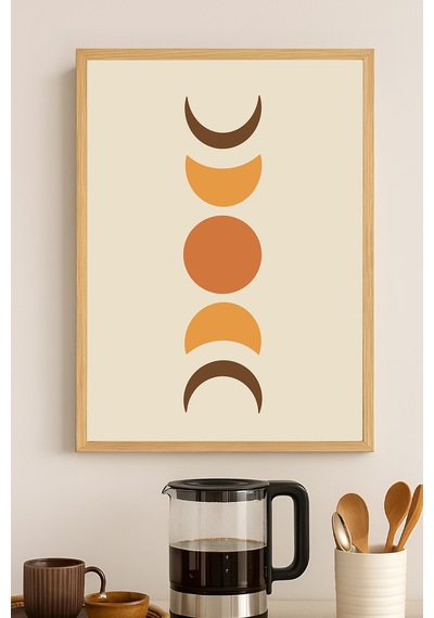 Beige Ahşap Çerçeveli Poster, Dekoratif Sanatsal Duvar Tablosu