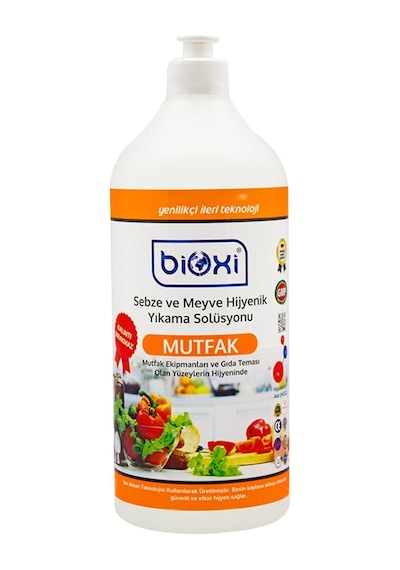 Bioxi Sebze Meyve Yıkama Solüsyonu 1 Lt/hipokloröz Asit Hocl Bazlı Alkolsüz