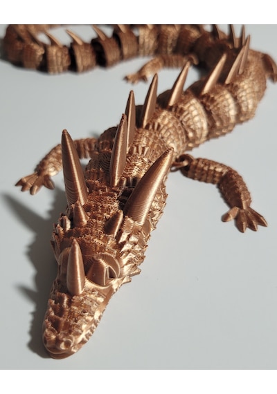 55 Cm Bakır Renkli Dev Ejderha Figürü 3d Baskı Ejderha Heykeli Metalik Görünümlü Tasarım