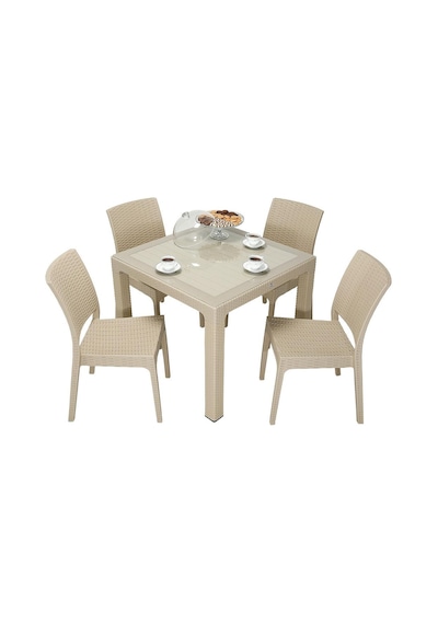 Mandella Elit Rattan 90x90 Elit Sandalye Camlı Masa Takımı Çölbeji Diğer