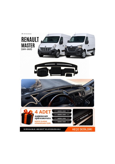 Renault Master 2011-2021 Uyumlu Torpido Koruma, Torpido Örtüsü, Torpido Kılıfı - Siyah Bej