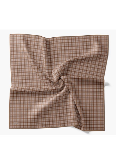 Silk Home Twill İpek Eşarp Ekose Yeşil Bej Çok Renkli