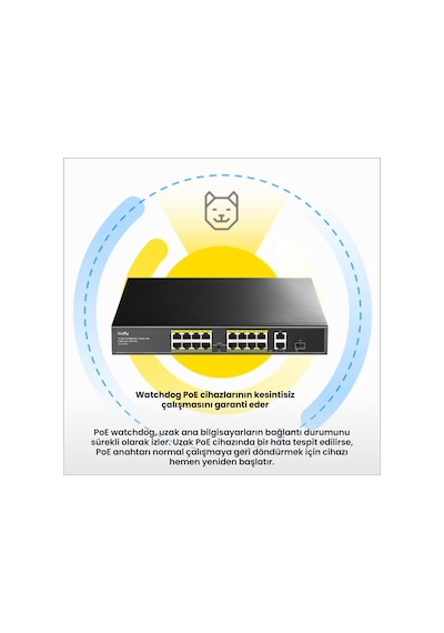 Cudy FS1018PS1 16 Port 10/100mbps 200 W Poe+ 2 Gigabit Uplink Portlu Sfp Vlan Cctv Sfp Switch