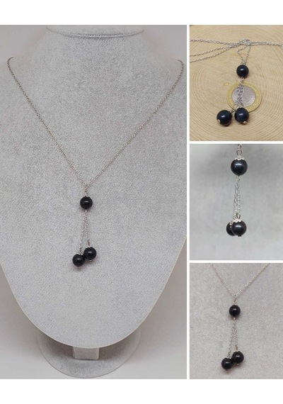 Shungite Şungit Taşı Zincirli Kolye 42135 Çok Renkli