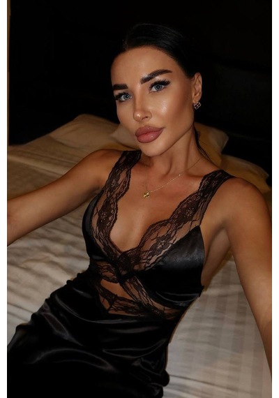 Vika Dantelli Elbise - Siyah