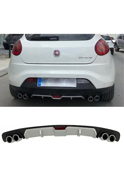 Fiat Bravo Gri Difüzör 4 Uyumlu Krom Egzoz Görünümlü Difizör Arka Ek Body Kit 2006 -2016