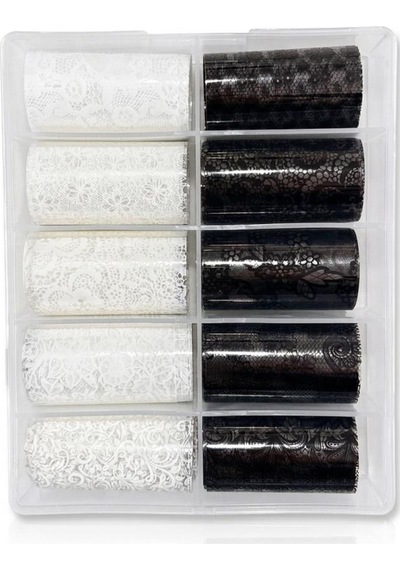 Misyul Farklı Desenli Tırnak Folyosu 5+5 Siyah Beyaz Mıs-2176