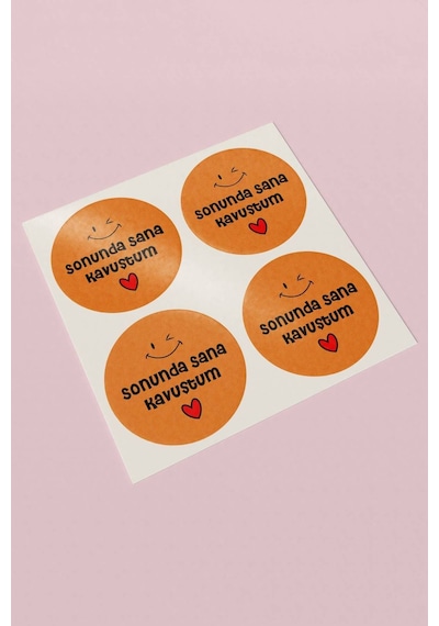 Sonunda Sana Kavuştum Turuncu Sticker 3x3cm St2344 Çok Renkli