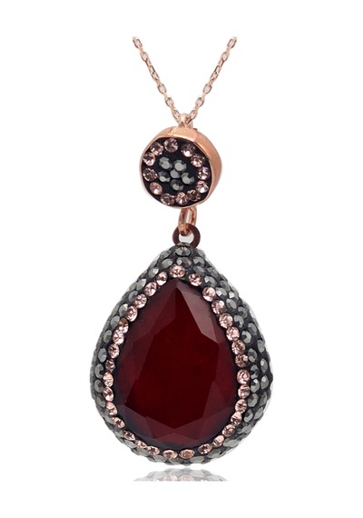 Yakut Ve Swarovski Taşlı 925 Ayar Gümüş Kadın Üçlü Set 201025576