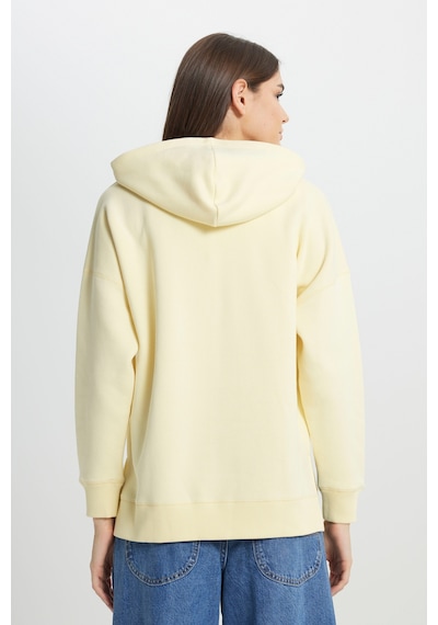 Loose Fit Rahat Kesim Kapüşonlu İçi Polarlı Sarı Sweatshirt W242706200 Sarı