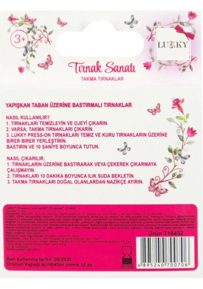 Lukky Şekerleme Baskılı Yapışkanlı Takma Tırnak Seti