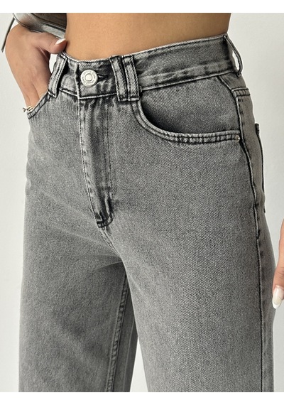 Blue Marlın Kadin Kar Siyah Çift Köprülü Paça Söküm Detayli Kot Pantolon Jeans Siyah