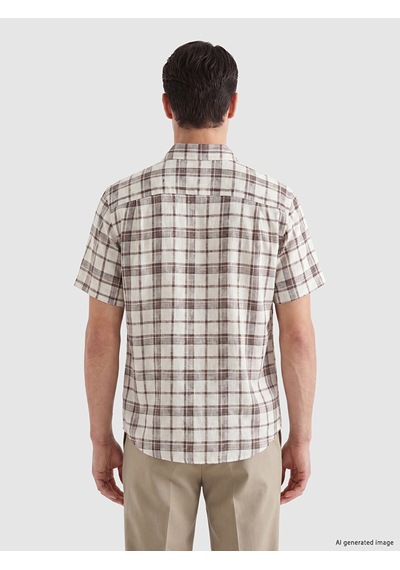Lcwaıkıkı Classic Kahverengi Regular Fit Ekose Armürlü Erkek Gömlek