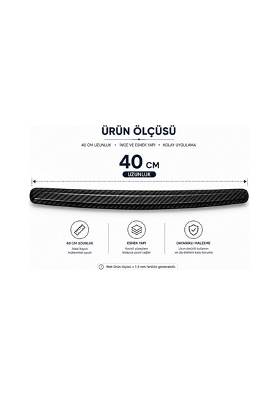 Tampon Koruyucu Şerit Karbon Fiber Görünümlü Oto Aksesuar Ekstra Koruma 40 Cm 1 Adet Siyah