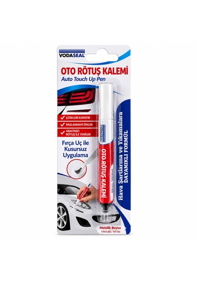 12 Adet Metalik Beyaz Oto Rötuş Kalem Fırça Uç 5ml