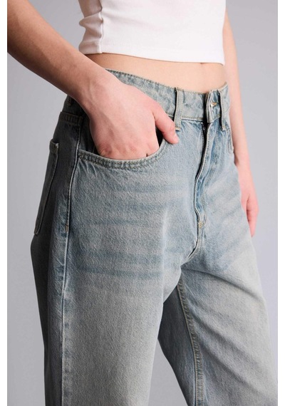 Defacto Barrel Fıt Yüksek Bel Bilek Boy Jean Yıkamalı Pantolon F7691ax26spnm28 Mavi-nm28