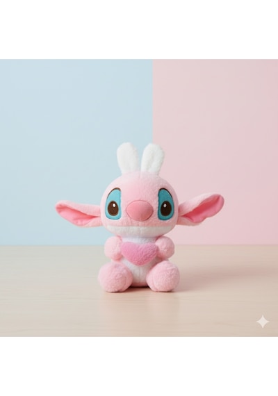 Lilo Stitch Peluş Oyuncak Tavşan Stic Kulaklı Peluş Oyuncak Pembe Renk 25cm Çok Renkli