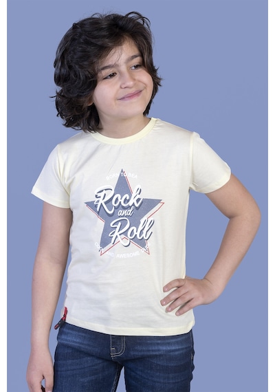 Toontoy Kids Toontoy Erkek Çocuk Yıldız Baskılı Tişört Sarı
