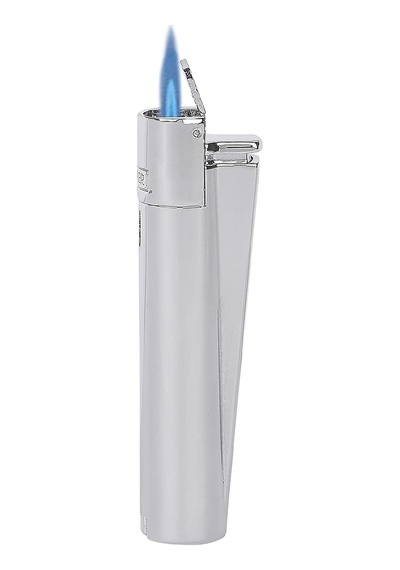 Clipper Özel Kutusunda Rüzgardan Etkilenmez Jet Alev Metal Çakmak - Parlak Gümüş Renk